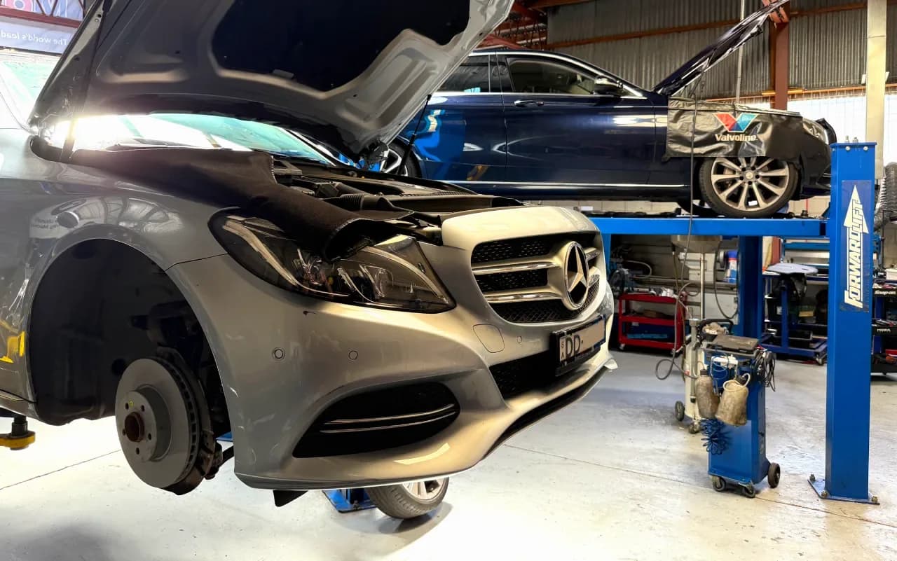 Mercedes-Benz being serviced at Mitchell Automotive