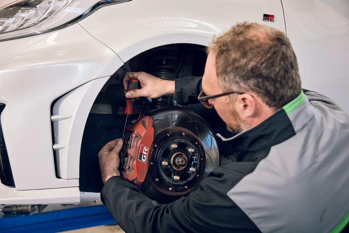 A brake inspection in the Mitchell Automotive workshop