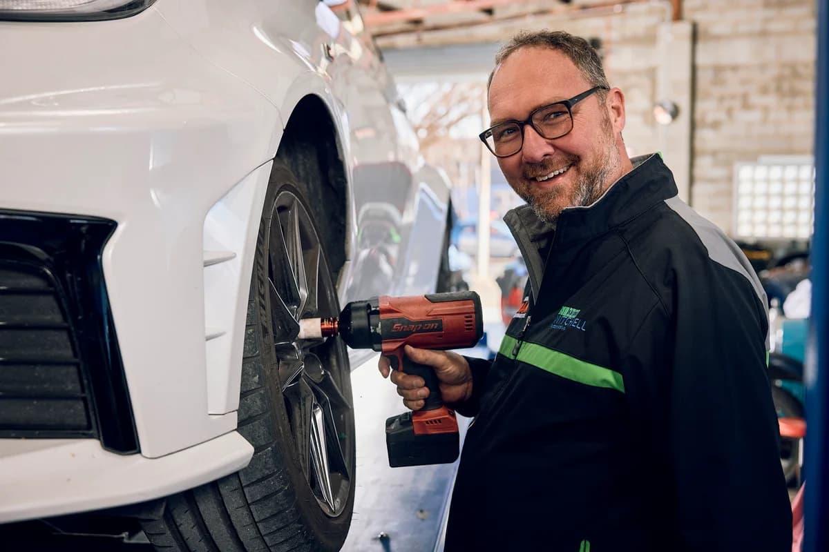 A wheel being serviced in the Edwardstown workshop
