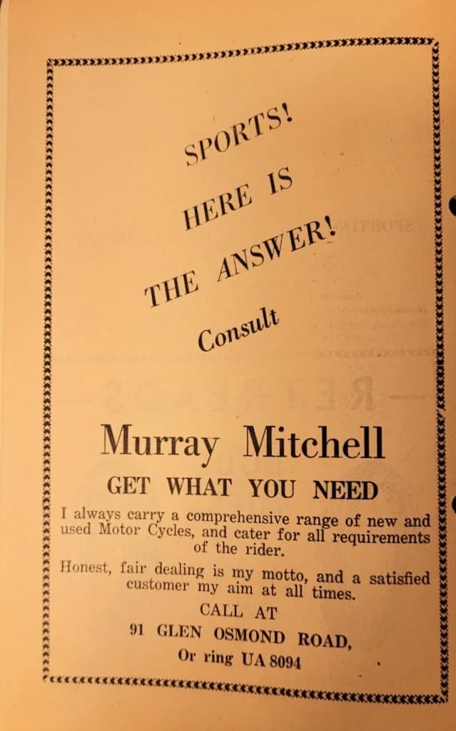 Murray Mitchell’s original advertisement, promising honest, fair dealing and a satisfied customer